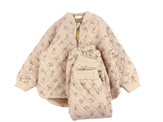 Lil Atelier rugby tan floral thermal set with fleece lining